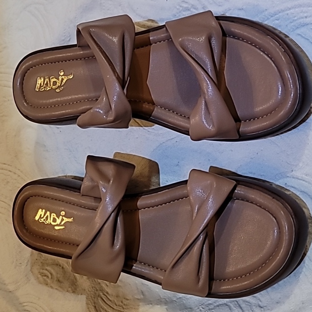 Habit Twisted Leather Platform Sandals Sz 39
